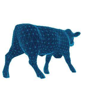 3D LiDAR wireframe scan of a cow rotating